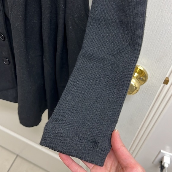 Black Pea Coat with Faux Fur Trim | Size S - Picture 4 of 6